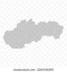 Vector Illustration of Dotted Map of Slovakia in black on Transparent Background (PNG). Dotted black map template for website pattern, annual report, infographics.