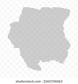Vector Illustration of Dotted Map of Suriname in black on Transparent Background (PNG). Dotted black map template for website pattern, annual report, infographics.
