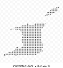 Vector Illustration of Dotted Map of Trinidad and Tobago in black on Transparent Background (PNG). Dotted black map template for website pattern, annual report, infographics.