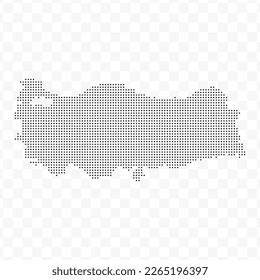 Vector Illustration of Dotted Map of Turkey  in black on Transparent Background (PNG). Dotted black map template for website pattern, annual report, infographics.