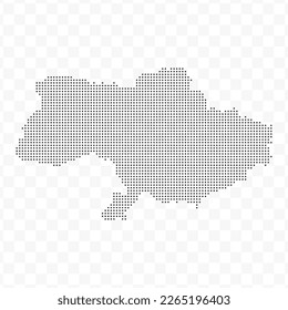 Vector Illustration of Dotted Map of Ukraine in black on Transparent Background (PNG). Dotted black map template for website pattern, annual report, infographics.