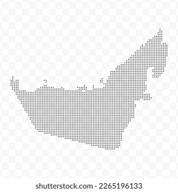 Vector Illustration of Dotted Map of United Arab Emirates in black on Transparent Background (PNG). Dotted black map template for website pattern, annual report, infographics.