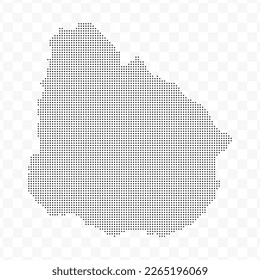 Vector Illustration of Dotted Map of Uruguay in black on Transparent Background (PNG). Dotted black map template for website pattern, annual report, infographics.
