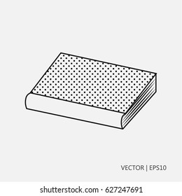 Vector illustration: Dotted notebook. Book with dotted cover. Simple icon. Flat design. Drawings for children, coloring pages