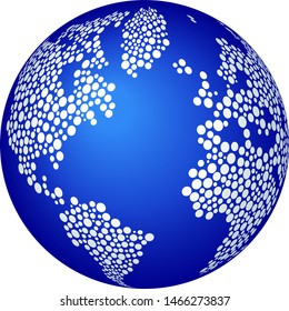 Vector illustration. Dotted restricted world map image in blue tones.