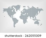 Vector illustration of dotted world map with all continent in flat design and blurred background