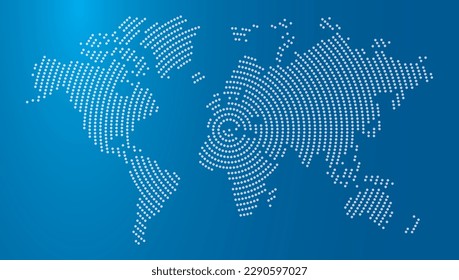 vector illustration of dotted world map on blue background