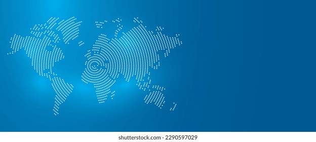 vector illustration of dotted world map on blue background