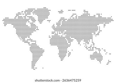 Vector illustration of a dotted world map with all continents.