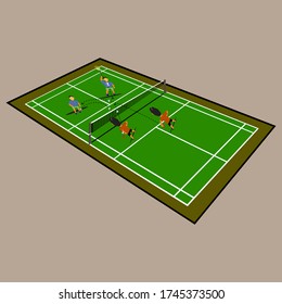 vector illustration of a double badminton
