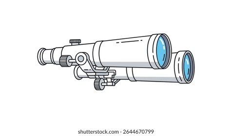 Ilustração vetorial de telescópio de cano duplo em fundo isolado para projeto científico