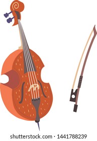 Vector illustration of a double bass.  Warm colors