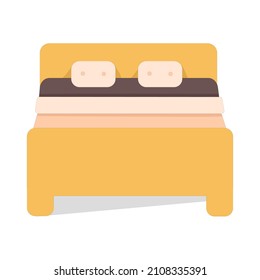Vector illustration of a double bed with colorful sheets, for home furnishings advertising