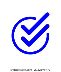 Ilustración vectorial de un icono azul doble de las garrapatas en un fondo blanco.