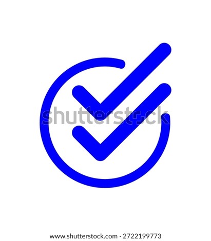 Vector illustration of a double blue ticks icon on a white background.