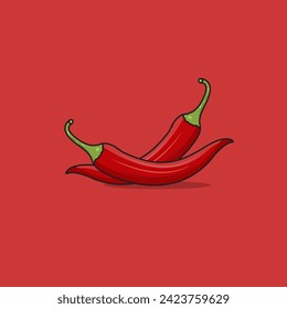 Vector illustration of double chili, hot and spicy