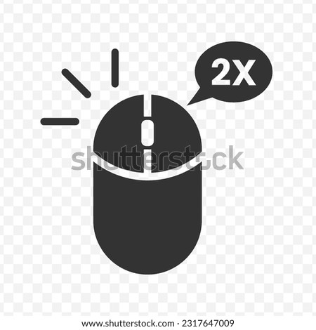 Vector illustration of double click on the mouse icon in dark color and transparent background(PNG).