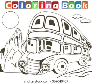 Vector illustration of a double decker bus image for a coloring book
