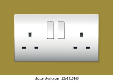 Vector illustration double electrical socket United Kingdom