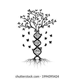 Vector illustration of double helix dna inspired concept tree