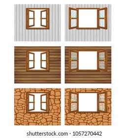 vector illustration of double open windows on a white background