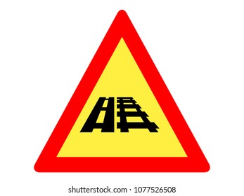 Vector illustration of a Double-track railway Warning Traffic Sign