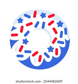 Ilustração vetorial de rosca com vidros da coleção de ícones temáticos da bandeira americana. Uma celebração da cultura e da identidade americanas. comemorações do Dia da Independência, um elemento decorativo em