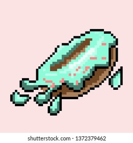 Vector illustration doughnut in pixel art