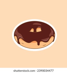 vector illustration of doughnut sticker cartoon
