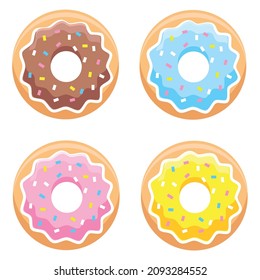 Vector illustration of doughnuts in powdered sugar