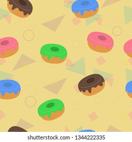 Vector Illustration Doughnuts Seamless Pattern Background 