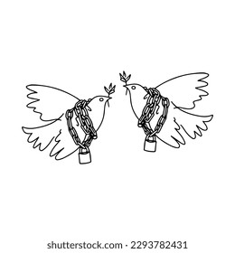 vector illustration of a dove with a chain