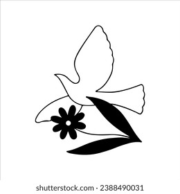 ilustración vectorial del concepto de paloma y flor