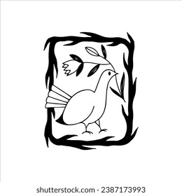 vector illustration of dove with flowers