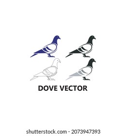 vector illustration dove logo template flat blue color style, peace, wedding, freedom design