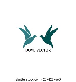 Vektorgrafik-Taube-Logo-Vorlage flach blauer Farbstil, Ruhe, Hochzeit, Freiheitsdesign