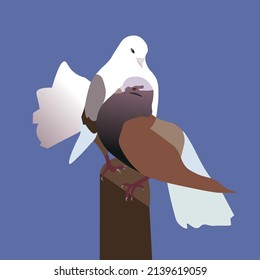 Vector illustration, dove on the tree