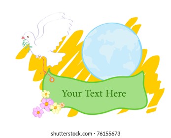 Vector illustration, dove of peace banner, card concept.