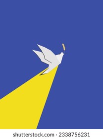 Vector illustration. Dove of peace, support for Ukraine. Independence and freedom. Design for poster, banner, postcard. Isolated vector.