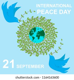 Vector illustration of dove September 21 world peace day