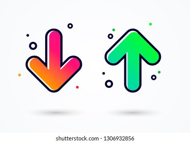 vector illustration down and up arrow icon design - user experience feedback concept different mood emoticons icon positive and negative. 