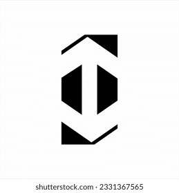 vector illustration of up and down arrow icon in negative space.