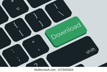 Vector illustration of DOWNLOAD key on keyboard