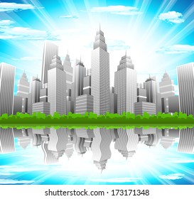 Vector illustration of downtown district. 