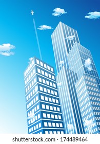 Vector illustration of downtown district. 