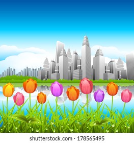 Vector Illustration Downtown District Stock Vector Royalty Free Shutterstock