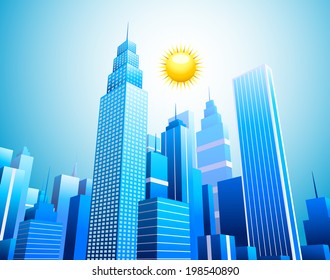 Vector illustration of downtown district. 