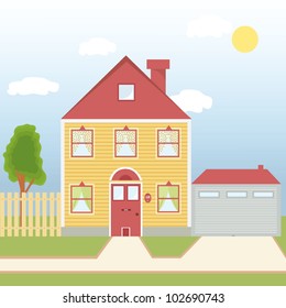 Vector illustration of a downtown house