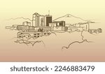 Vector illustration of the downtown Tucson, Arizona skyline