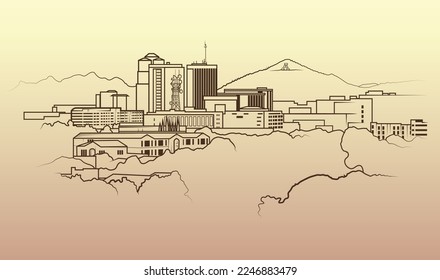 Vector illustration of the downtown Tucson, Arizona skyline